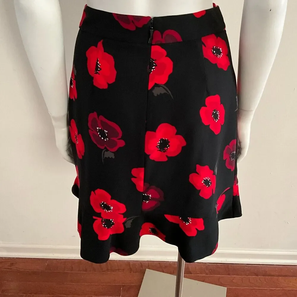 Kate Spade Poppy Ruffle Crepe Tiered Mini Skirt Black 0